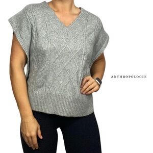 Anthropologie Ruby Moon Cable Knit Grey Sweater Vest - Size 3X